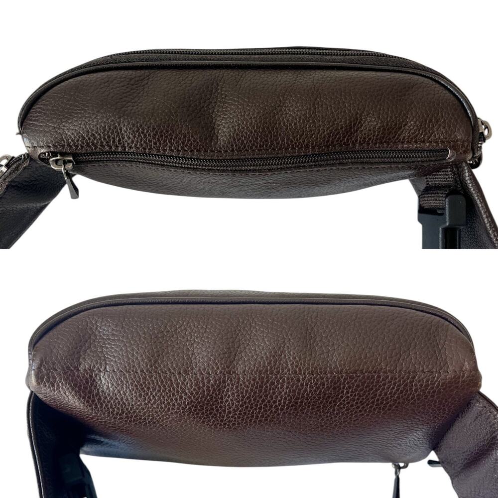 Longchamp Vintage Le Foulonne Pebbled Leather Belt Bag Fanny Pack Y2K Dark Brown - Picture 9 of 11